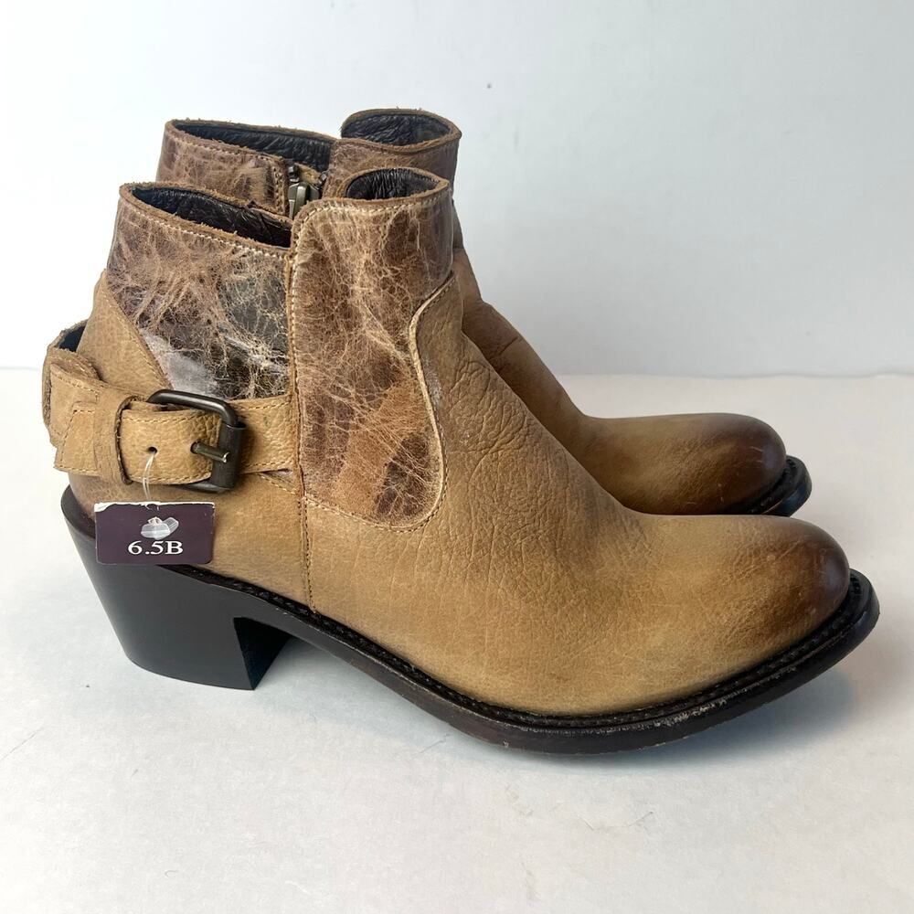 NWT JB Dillon Women's Tan Brown Leather Ankle Boots Sz 6.5